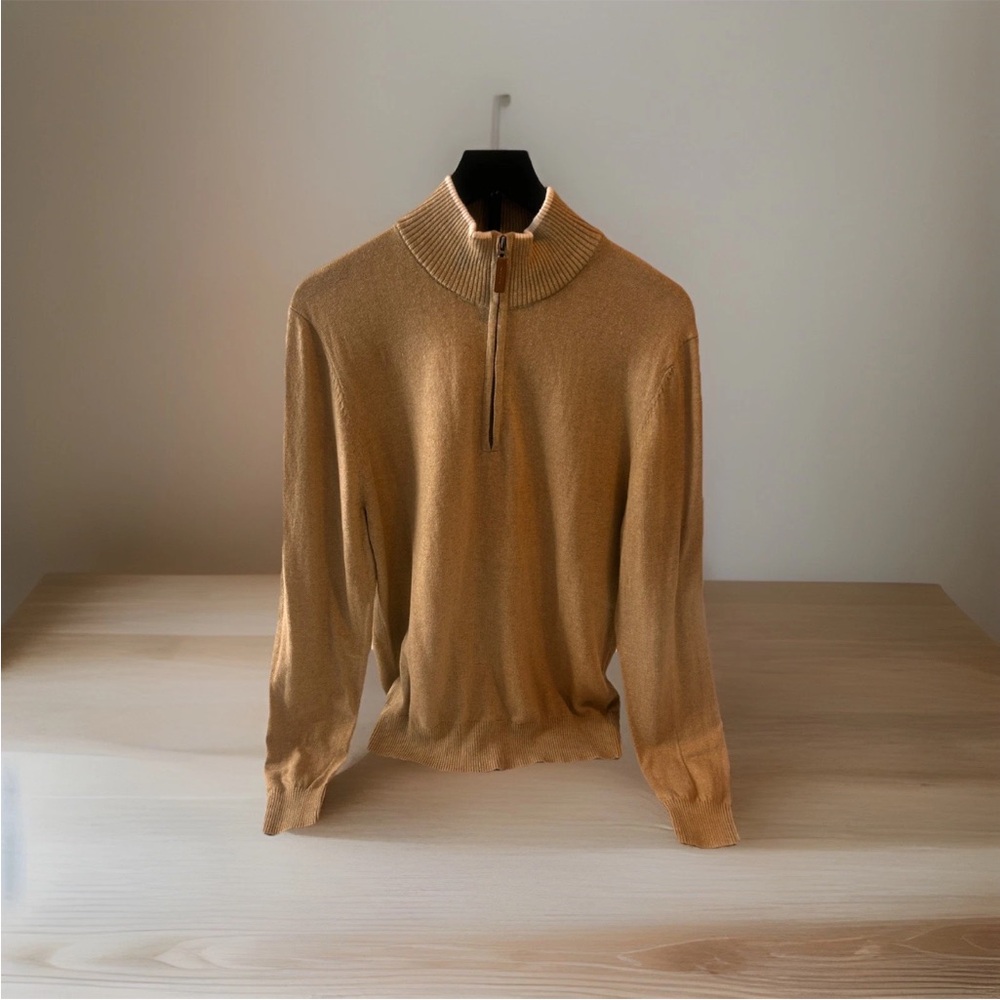 St. John’s Bay Super Soft Camel Heather 1/4 Zip Sweater Men’s Medium NWT